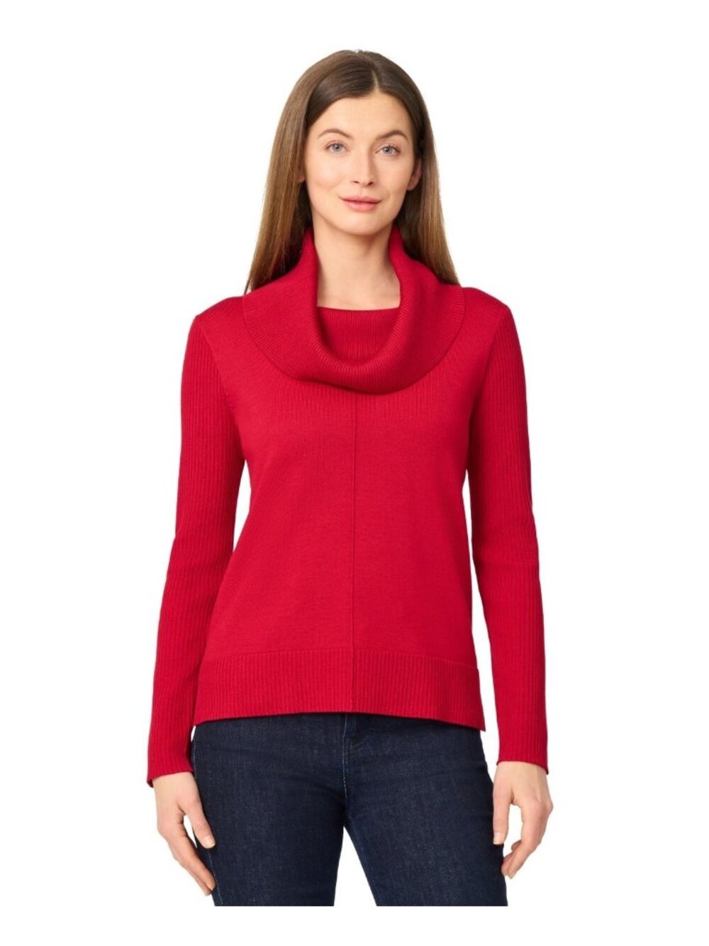 Melissa Paige Women's Ribbed Stitch Cowl-Neck Sweater Red Rayon Size L